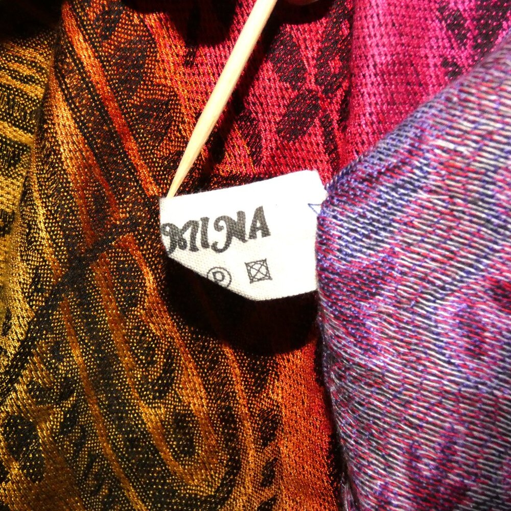 Colorful Pashmina Fringed Shawl Scarf Wrap Rainbow Colors Reversible - Picture 4 of 4